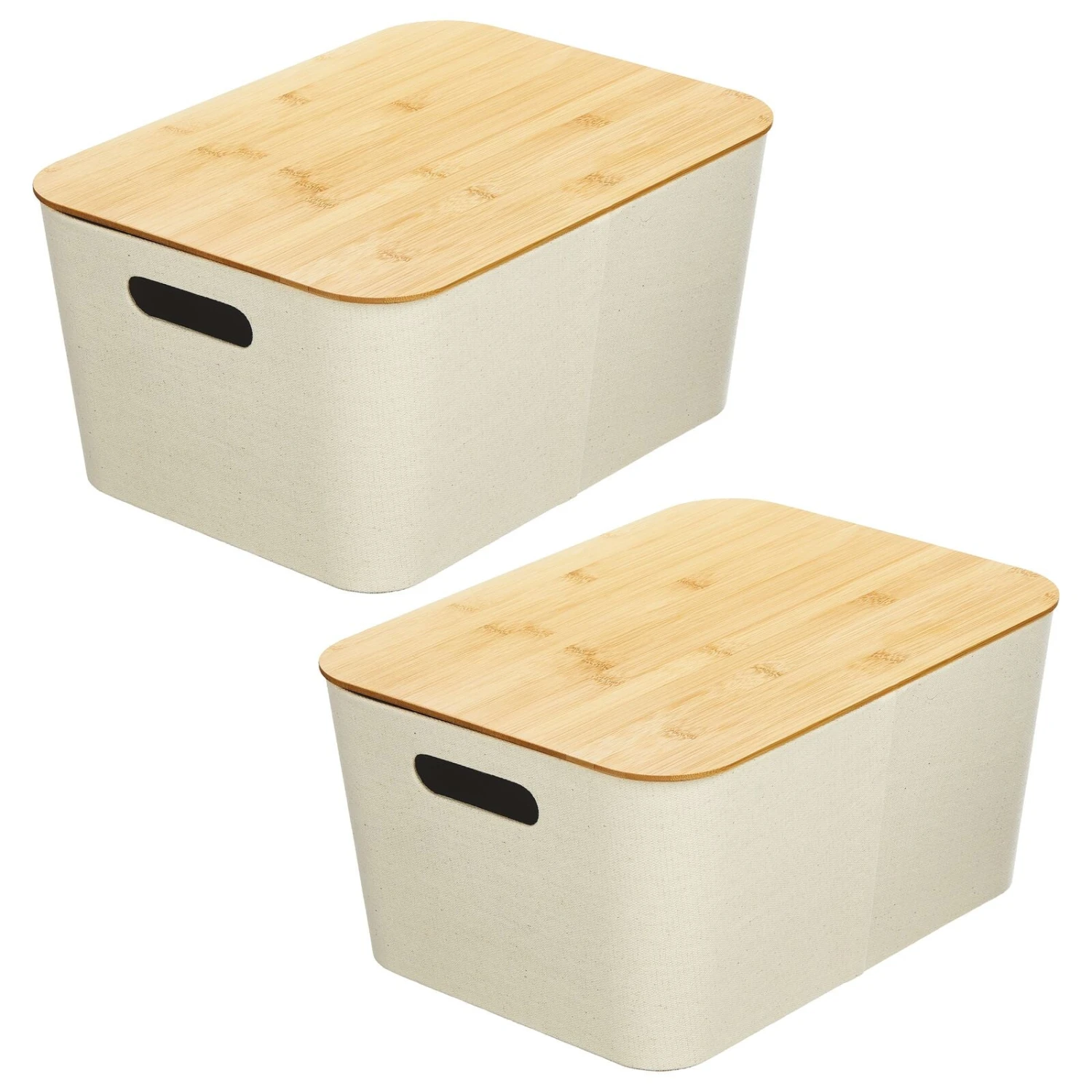 Stackable Fabric Bins with Bamboo Lids 16 x 12 x 8 Stackable Fabric Bins With Bamboo Lids 16 X 12 X 8 -mDesign 1600 Square JPG 20072MDHS.MAIN 3