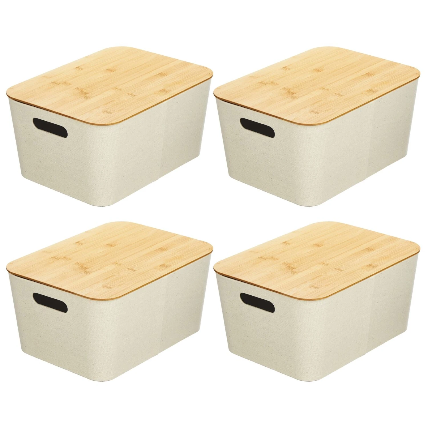 Stackable Fabric Bins with Bamboo Lids 16 x 12 x 8 Stackable Fabric Bins With Bamboo Lids 16 X 12 X 8 -mDesign 1600 Square JPG 20074MDHS.MAIN 3