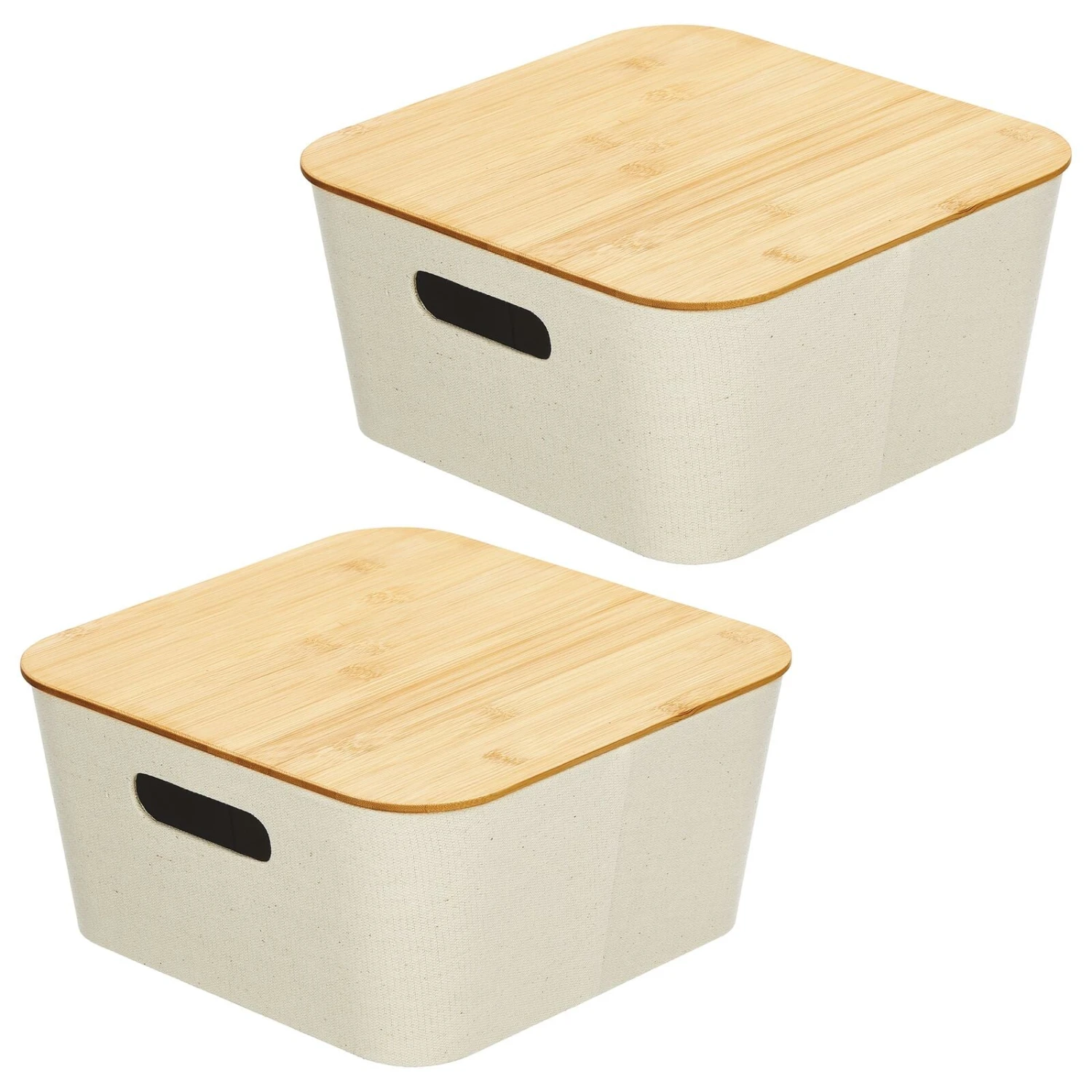 Stackable Fabric Bins with Bamboo Lids 12 x 12 x 6 Stackable Fabric Bins With Bamboo Lids 12 X 12 X 6 -mDesign 1600 Square JPG 20076MDHS.MAIN 3