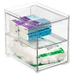 2-Drawer Stackable Bath Organizer 8.5 X 6 X 8