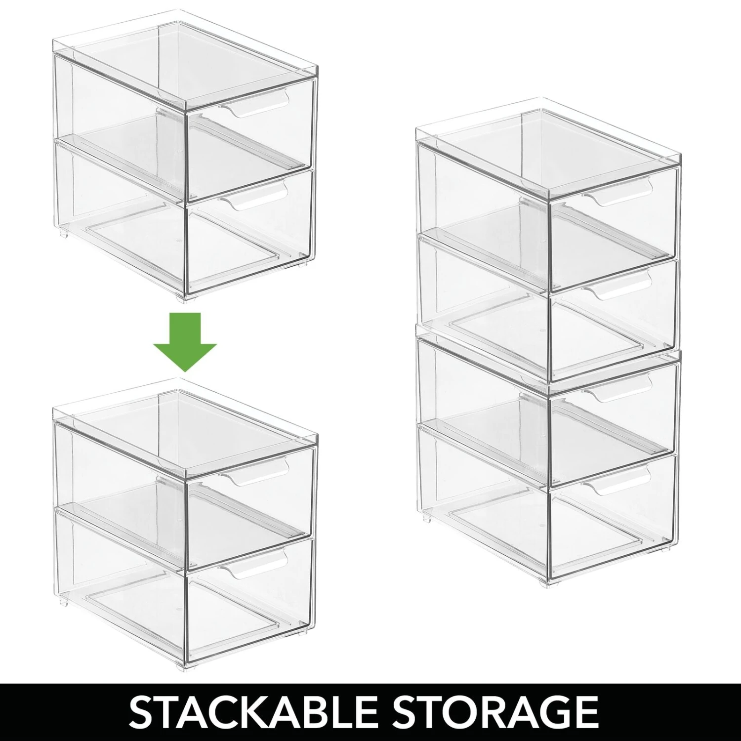 2-Drawer Stackable Kitchen Organizer 8.5 x 6 x 8 2-Drawer Stackable Kitchen Organizer 8.5 X 6 X 8 -mDesign 1600 Square JPG 20487MDK detail2