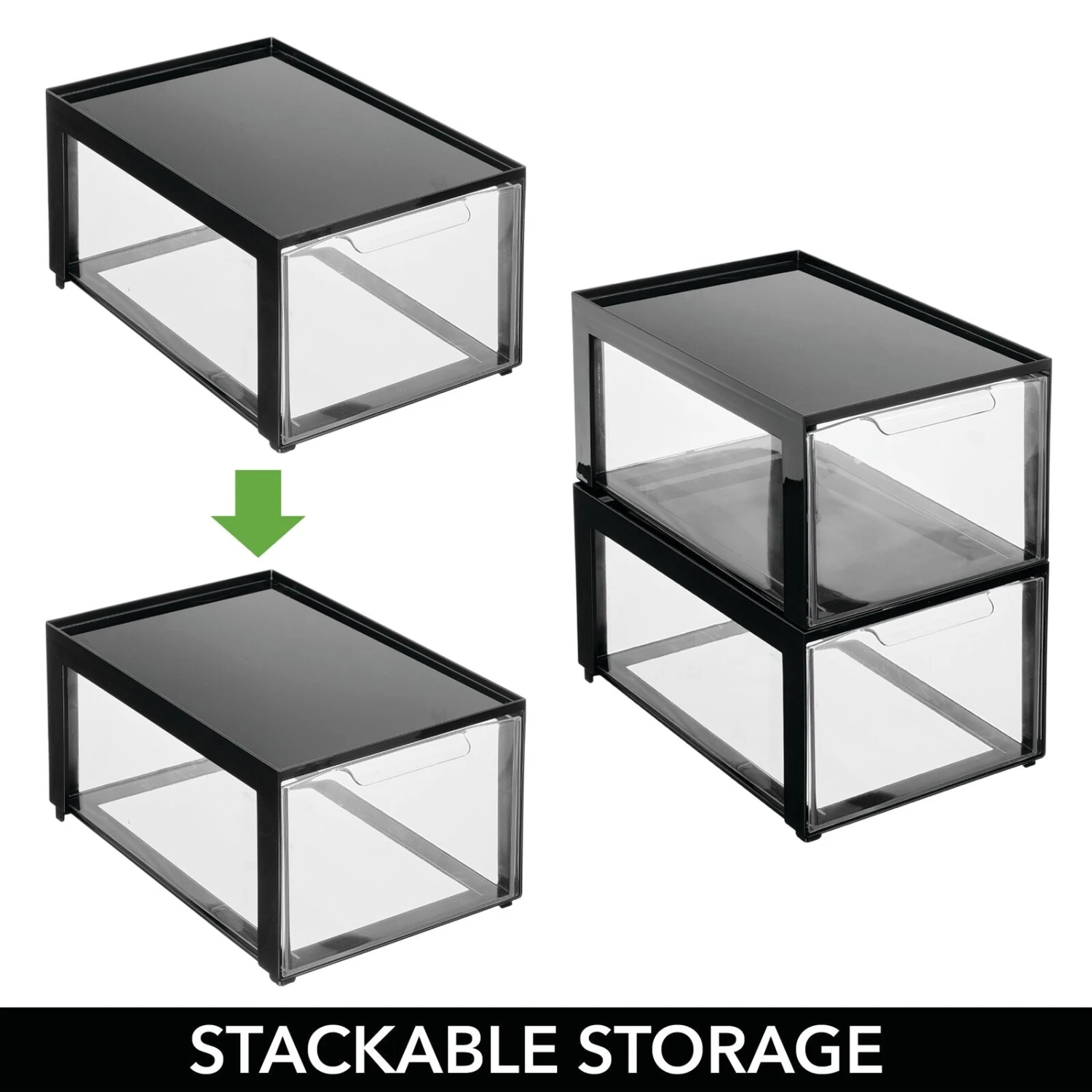Stackable Makeup Storage Drawer 12 x 8 x 6 Stackable Makeup Storage Drawer 12 X 8 X 6 -mDesign 1600 Square JPG 20861MDO detail2