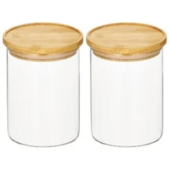 Glass Kitchen Canister With Bamboo Lid