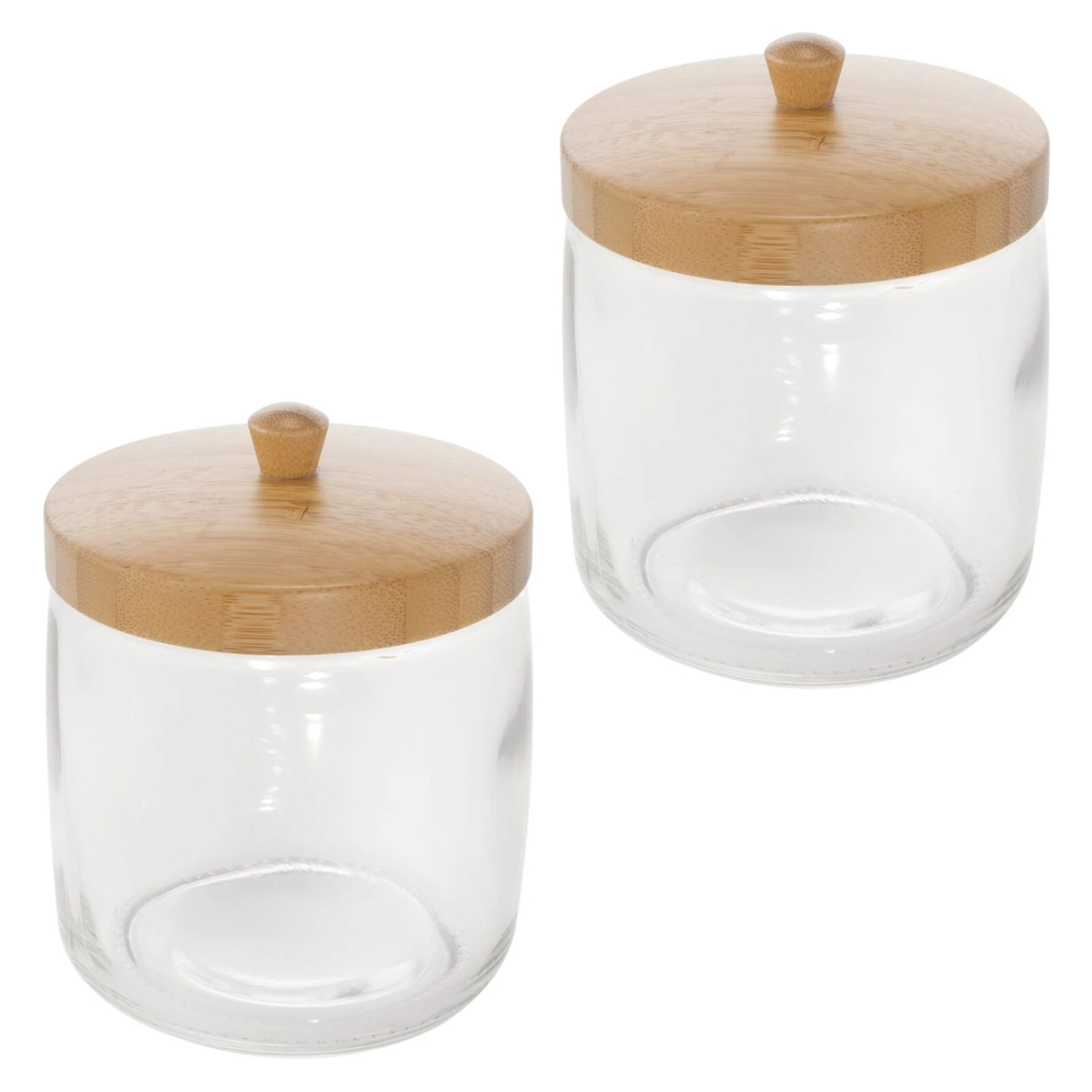 Glass Bathroom Canisters with Bamboo Lids Glass Bathroom Canisters With Bamboo Lids -mDesign 1600 Square JPG 3317MDBA.PT01