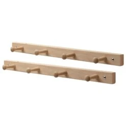4-Hook Wood Wall Rack