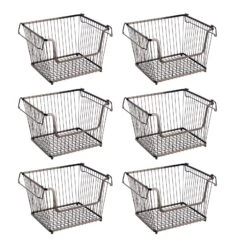 Stackable Bronze Wire Pantry Baskets 11 X 12.5 X 9 4 Stackable Bronze Wire Pantry Baskets 11 X 12.5 X 9 -mDesign 1600 Square JPG 6786MDK.PT01 39dca440 65c2 4879 94a6 da61b447781b