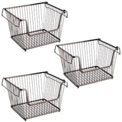Stackable Bronze Wire Pantry Baskets 11 X 12.5 X 9