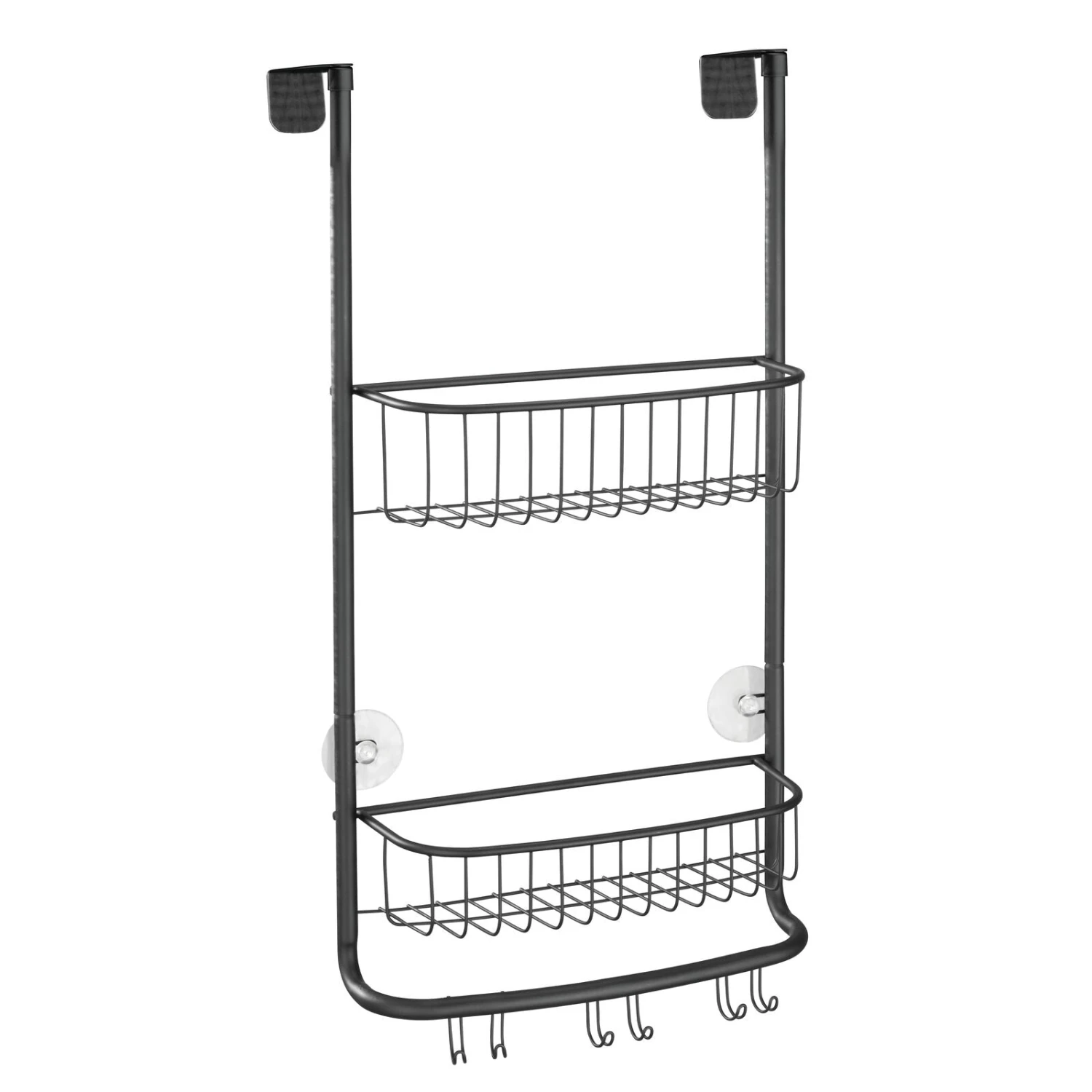 Over-the-Door Shower Caddy with 6 Hooks Over-the-Door Shower Caddy With 6 Hooks -mDesign 1600 Square JPG 7822MDBST Outline 3