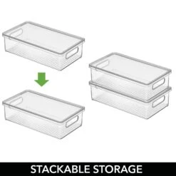 Stackable Kitchen Box With Lid And Handles 15 X 8.5 X 4 5 Stackable Kitchen Box With Lid And Handles 15 X 8.5 X 4 -mDesign 1600 Square JPG RFQ 40131 clear detail1