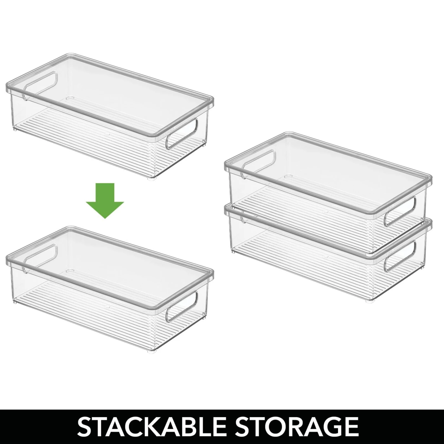 Stackable Kitchen Box with Lid and Handles 15 x 8.5 x 4 Stackable Kitchen Box With Lid And Handles 15 X 8.5 X 4 -mDesign 1600 Square JPG RFQ 40131 clear detail1