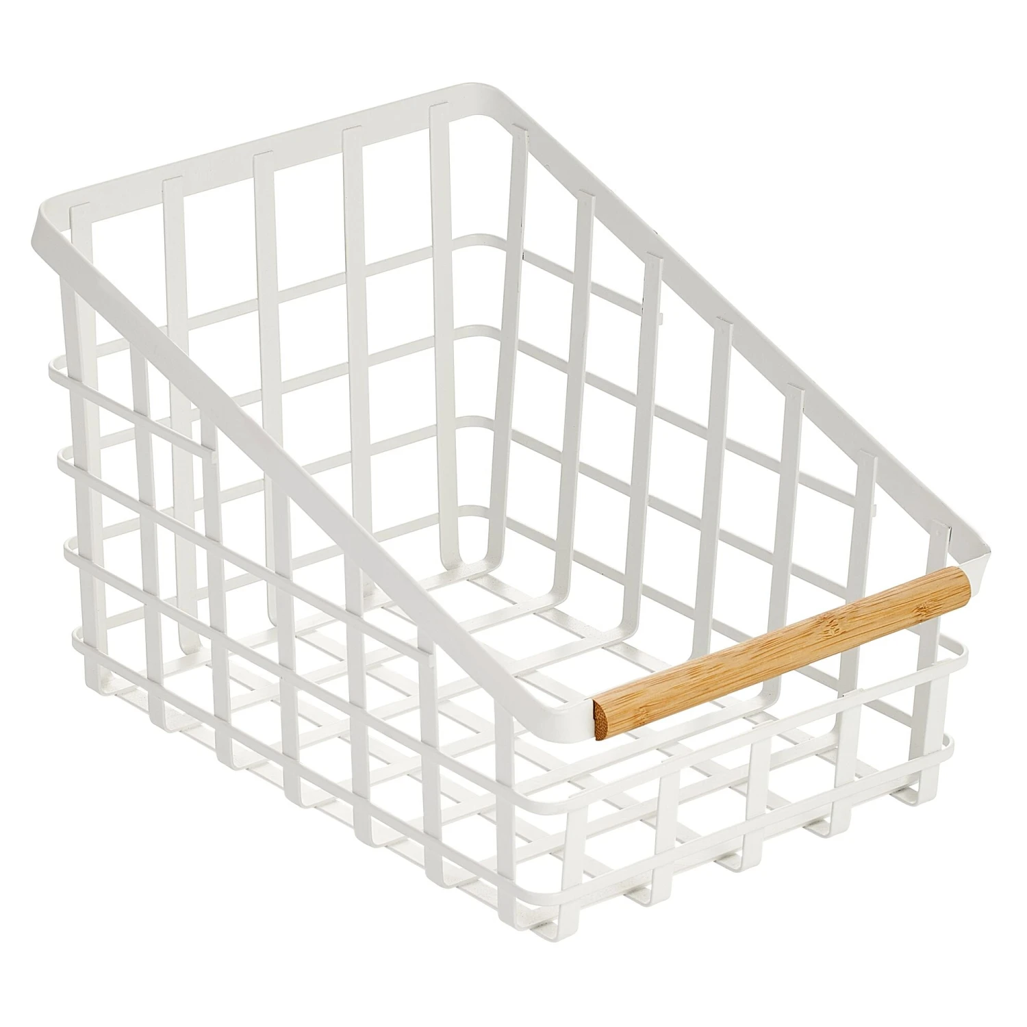 Wire Pantry Basket with Bamboo Handle 12 x 9 x 8 Wire Pantry Basket With Bamboo Handle 12 X 9 X 8 -mDesign 2000 300DPI 22066MDK OLa