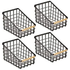 Wire Pantry Basket With Bamboo Handle 12 X 9 X 8 6 Wire Pantry Basket With Bamboo Handle 12 X 9 X 8 -mDesign 2000 300DPI 22071MDK.MAIN 3
