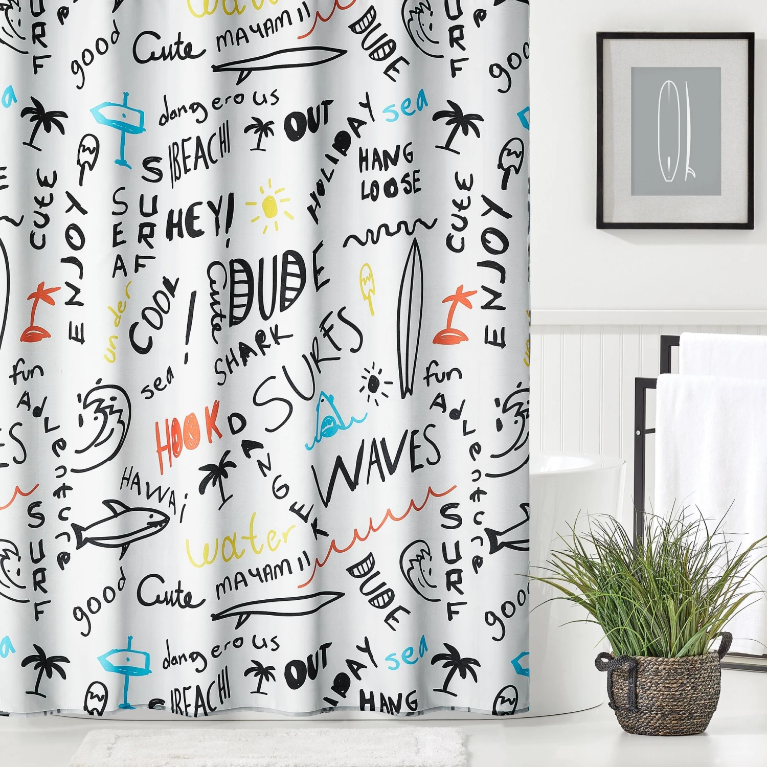 Surfer Dude Shower Curtain Surfer Dude Shower Curtain -mDesign 2000 300DPI 22357MDSC 3