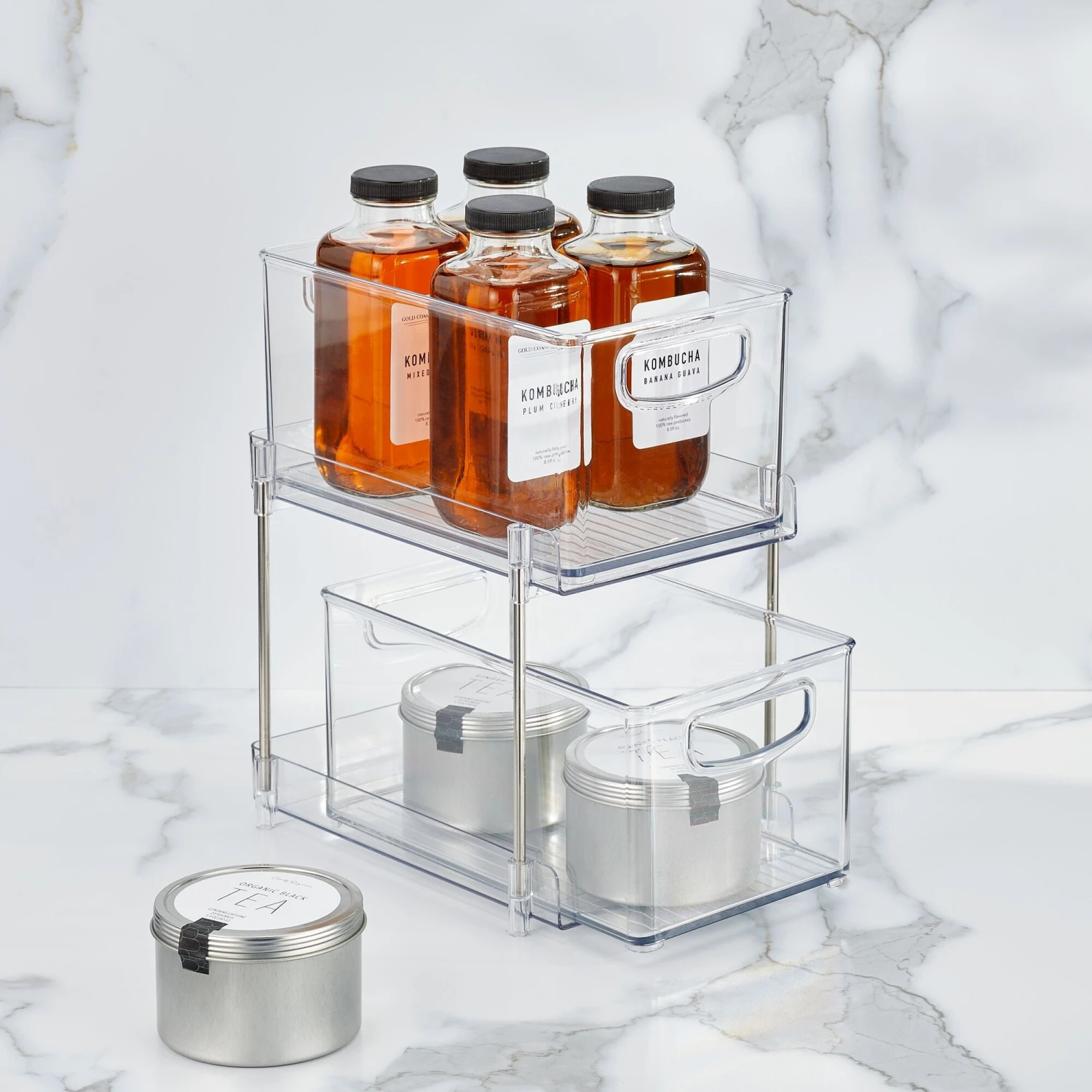 2-Tier Organizer with Pull-Out Bins 10 x 8 x 13 2-Tier Organizer With Pull-Out Bins 10 X 8 X 13 -mDesign 2000 300DPI 22790MD Glam