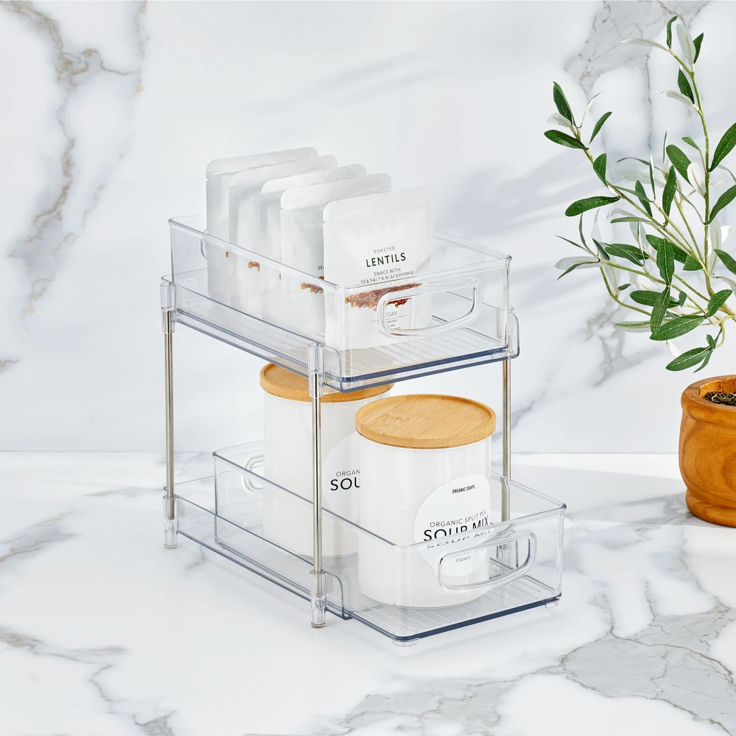 2-Tier Organizer with Pull-Out Bins 10 x 8 x 11 2-Tier Organizer With Pull-Out Bins 10 X 8 X 11 -mDesign 2000 300DPI 22792MD Glam1