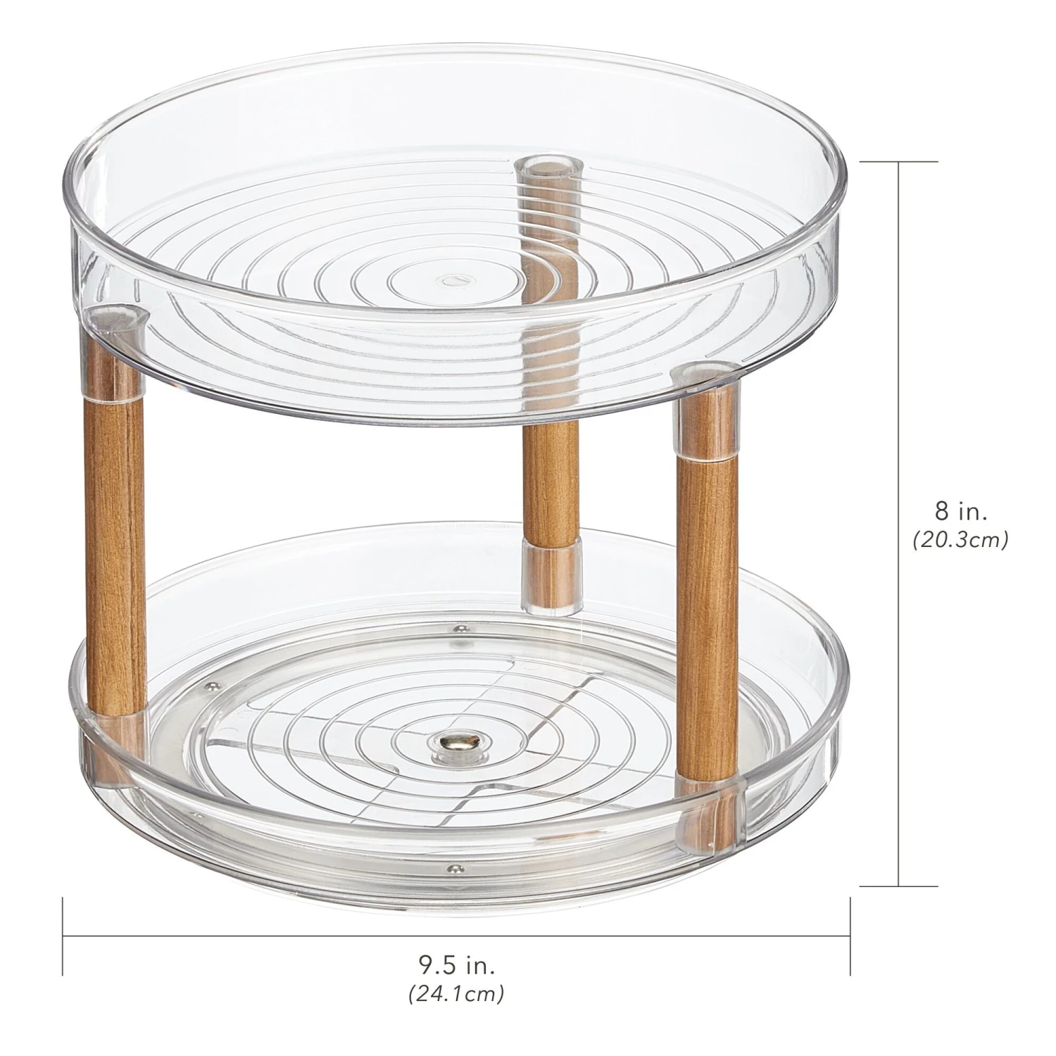 2-Tier 9" Lazy Susan Spinner with Ash Wood Accents 2-Tier 9" Lazy Susan Spinner With Ash Wood Accents -mDesign 2000 300DPI 22799MD dims