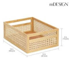 Natural Cane Bin With Handles 16 X 12 X 6 2 Natural Cane Bin With Handles 16 X 12 X 6 -mDesign 2000 300DPI 23543MDK dims