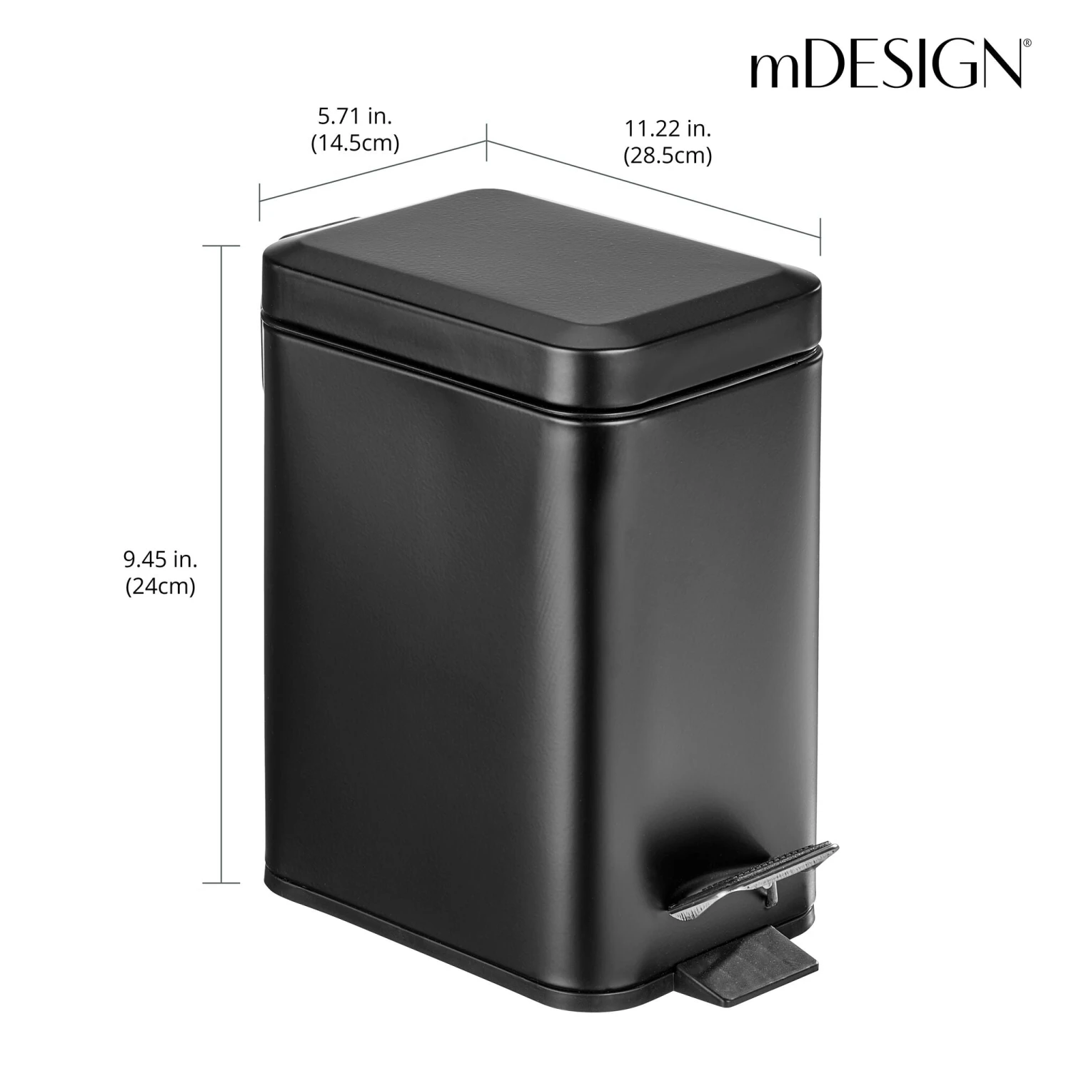 3-Liter Rectangular Step Trash Can 3-Liter Rectangular Step Trash Can -mDesign 2000 300DPI 23765MDBST dims
