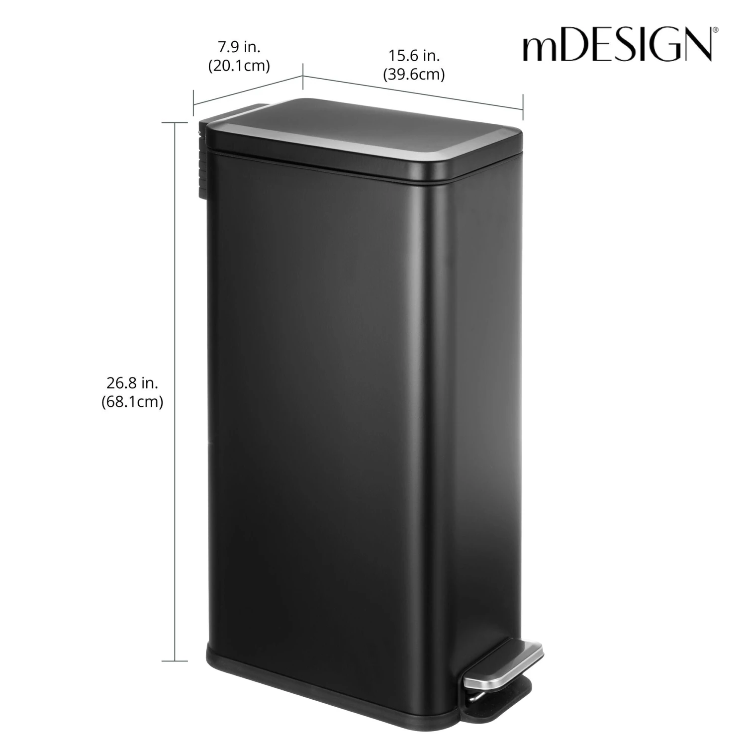30-Liter Step Trash Can 30-Liter Step Trash Can -mDesign 2000 300DPI 23770MDBST dims1
