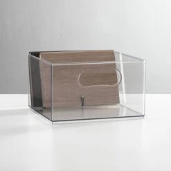 Clear Stackable Office Bins 10 X 10 X 6