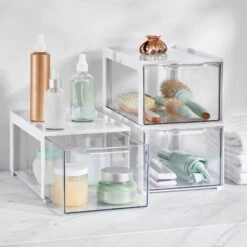 Stackable Makeup Storage Drawer 12 X 8 X 6 7 Stackable Makeup Storage Drawer 12 X 8 X 6 -mDesign 2000 300DPI Bathroom 20White 20Glam 201