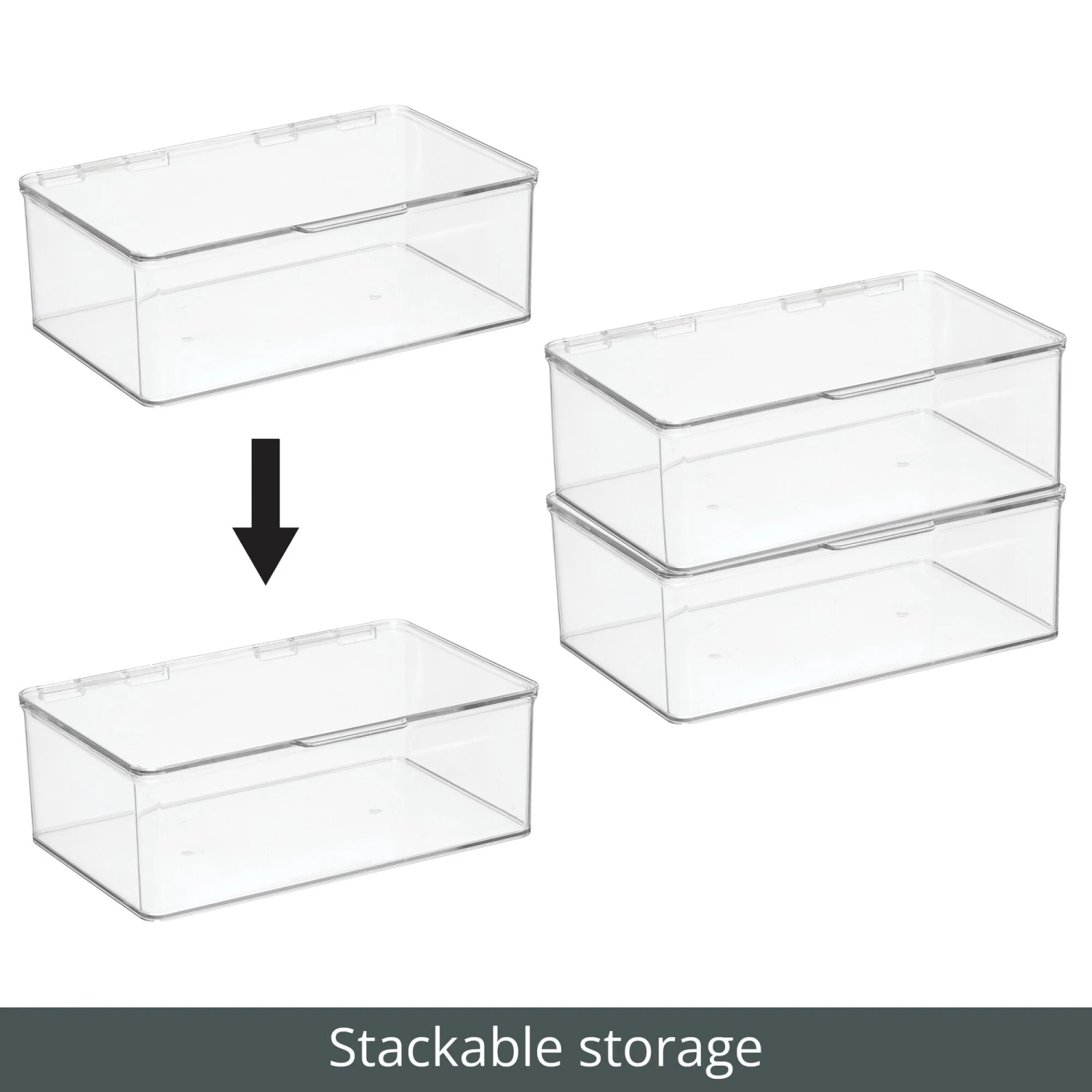 Hinged-LidKitchen Storage Box 7 x 10.5 x 3.5 Hinged-LidKitchen Storage Box 7 X 10.5 X 3.5 -mDesign 2000 300DPI RFQ 32790 Clear stackable