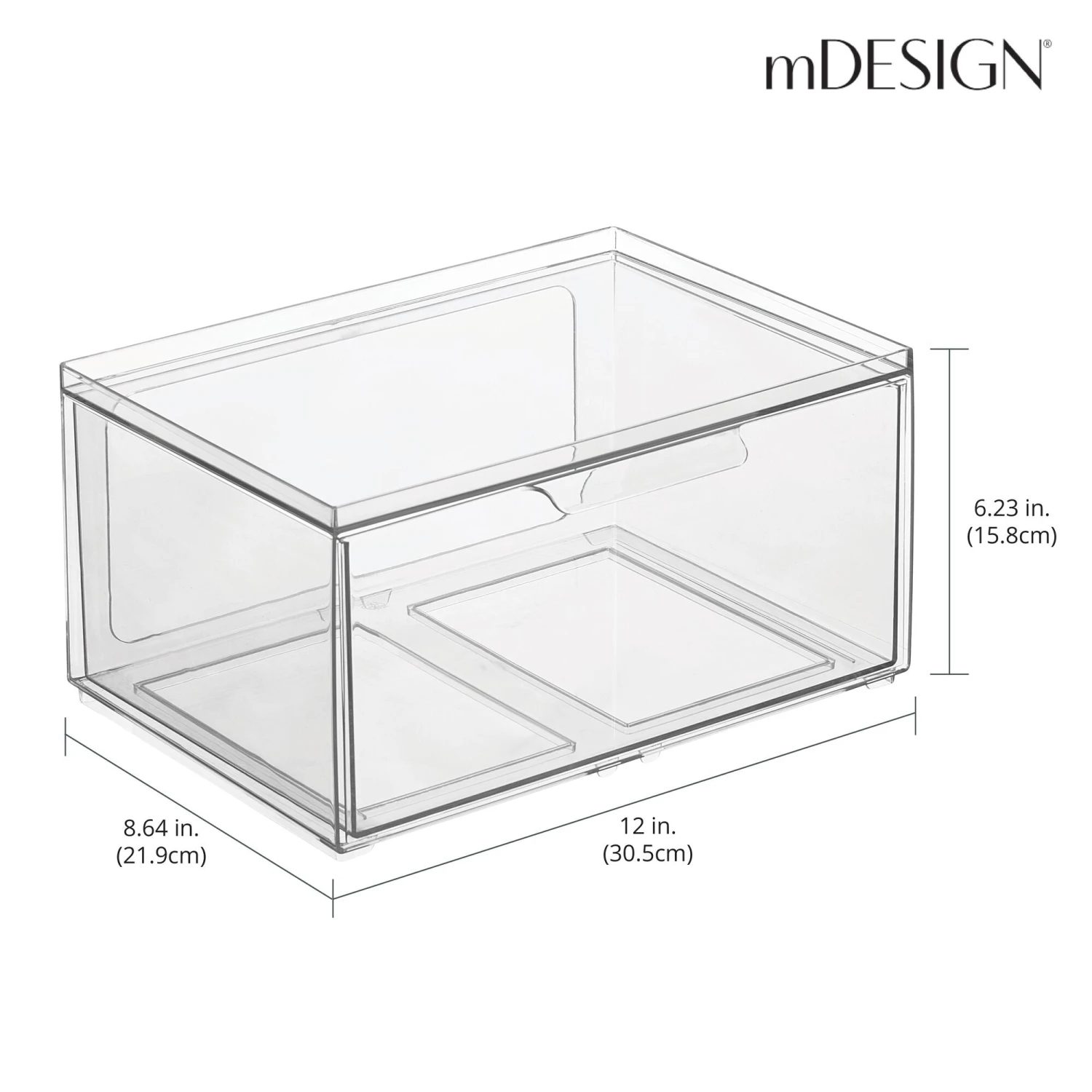 Stackable Kitchen Storage Drawer 9 x 12 x 6 Stackable Kitchen Storage Drawer 9 X 12 X 6 -mDesign 2000 300DPI RFQ 2044115 20clear dims b45fb037 237e 402f bed6 7bd6224ab4eb