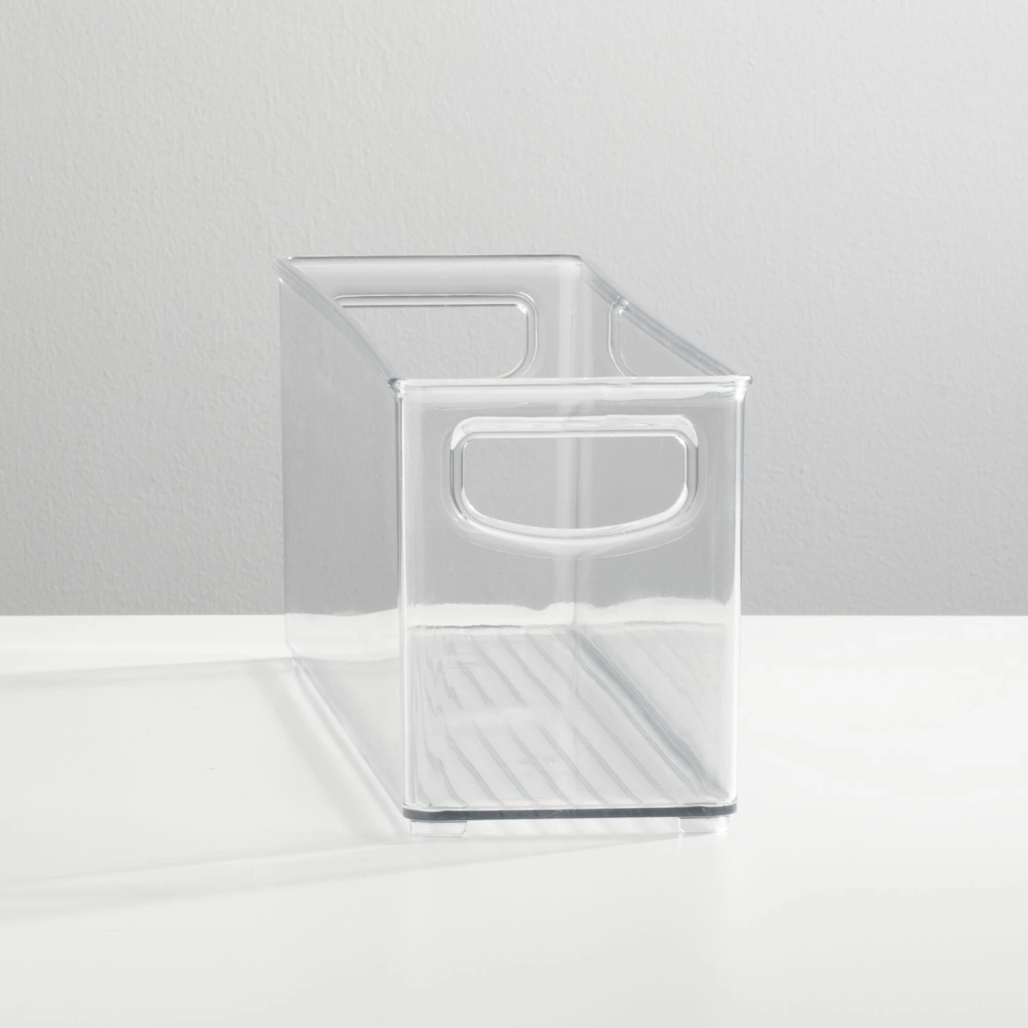 Narrow Stackable Bath Bin with Handles 15.5 x 3.75 x 4.75 Narrow Stackable Bath Bin With Handles 15.5 X 3.75 X 4.75 -mDesign 2000 300DPI RFQ 208341 20clear SS d554ef5a 9302 4d46 b873 b36140e56f6e