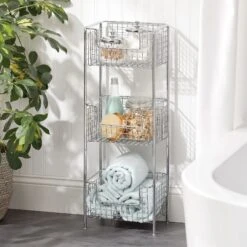 3-Tier Bathroom Basket Stand 6 3-Tier Bathroom Basket Stand -mDesign 2000 Square JPG 02703MDBST glam