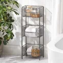3-Tier Bathroom Basket Stand 11 3-Tier Bathroom Basket Stand -mDesign 2000 Square JPG 02705MDBST glam