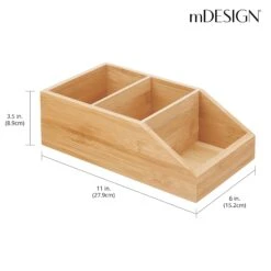 Divided Open-Front Bamboo Bath Bin 11 X 6 X 3.5 2 Divided Open-Front Bamboo Bath Bin 11 X 6 X 3.5 -mDesign 2000 Square JPG 03099MDK Dimensions