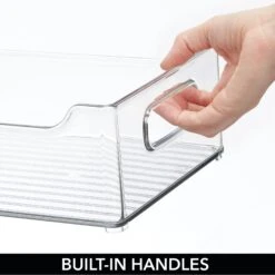 Stackable Kitchen Bin With Handles 14.5 X 8 X 4 3 Stackable Kitchen Bin With Handles 14.5 X 8 X 4 -mDesign 2000 Square JPG 04084MDK.PT03