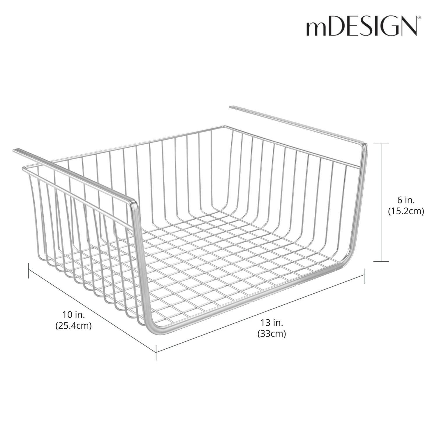 Under Shelf Basket 10 x 13 x 6 Under Shelf Basket 10 X 13 X 6 -mDesign 2000 Square JPG 06094MDK Dimensions