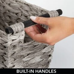 Woven Wastebasket With Wood Handles 4 Woven Wastebasket With Wood Handles -mDesign 2000 Square JPG 06715MDHS.PT02