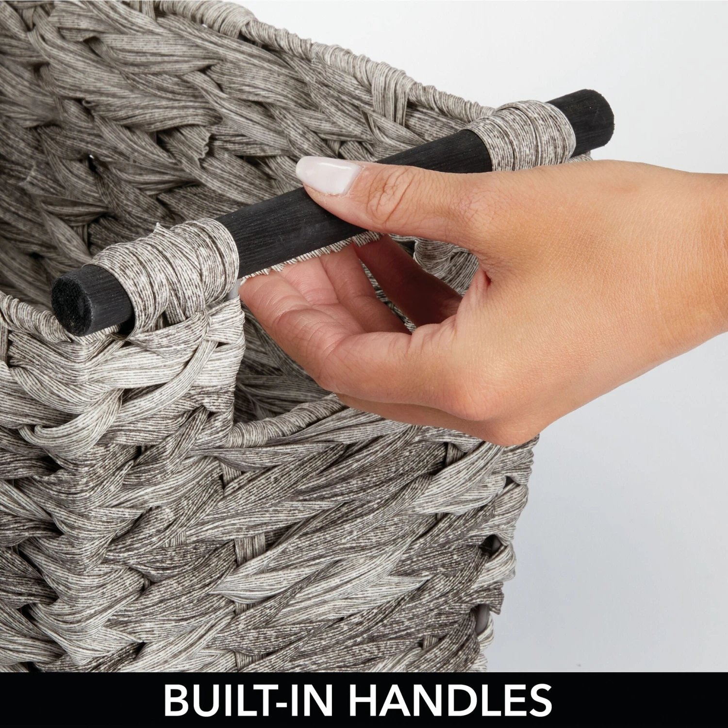 Woven Wastebasket with Wood Handles Woven Wastebasket With Wood Handles -mDesign 2000 Square JPG 06715MDHS.PT02