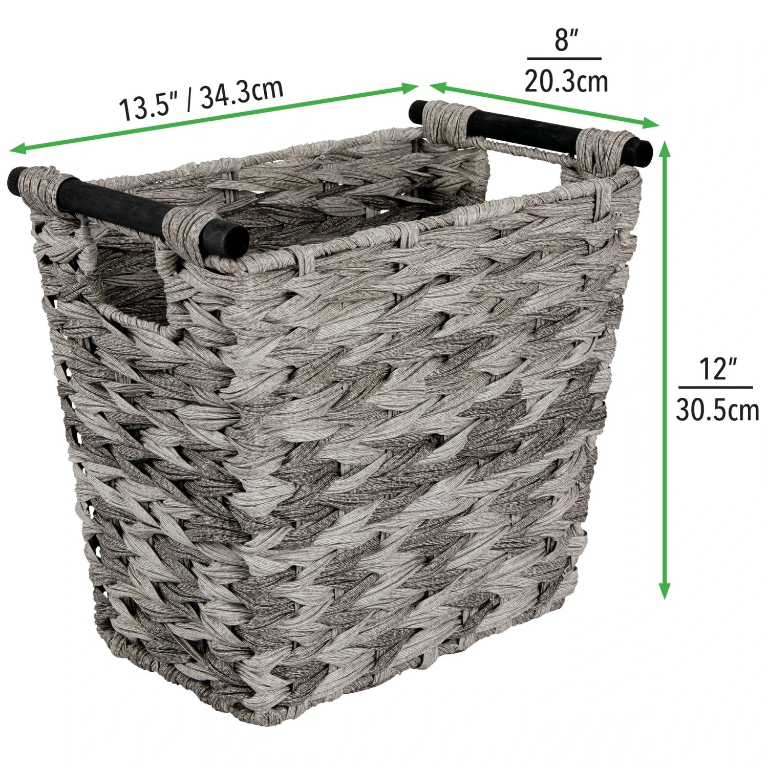 Woven Wastebasket with Wood Handles Woven Wastebasket With Wood Handles -mDesign 2000 Square JPG 06715MDHS.PT03