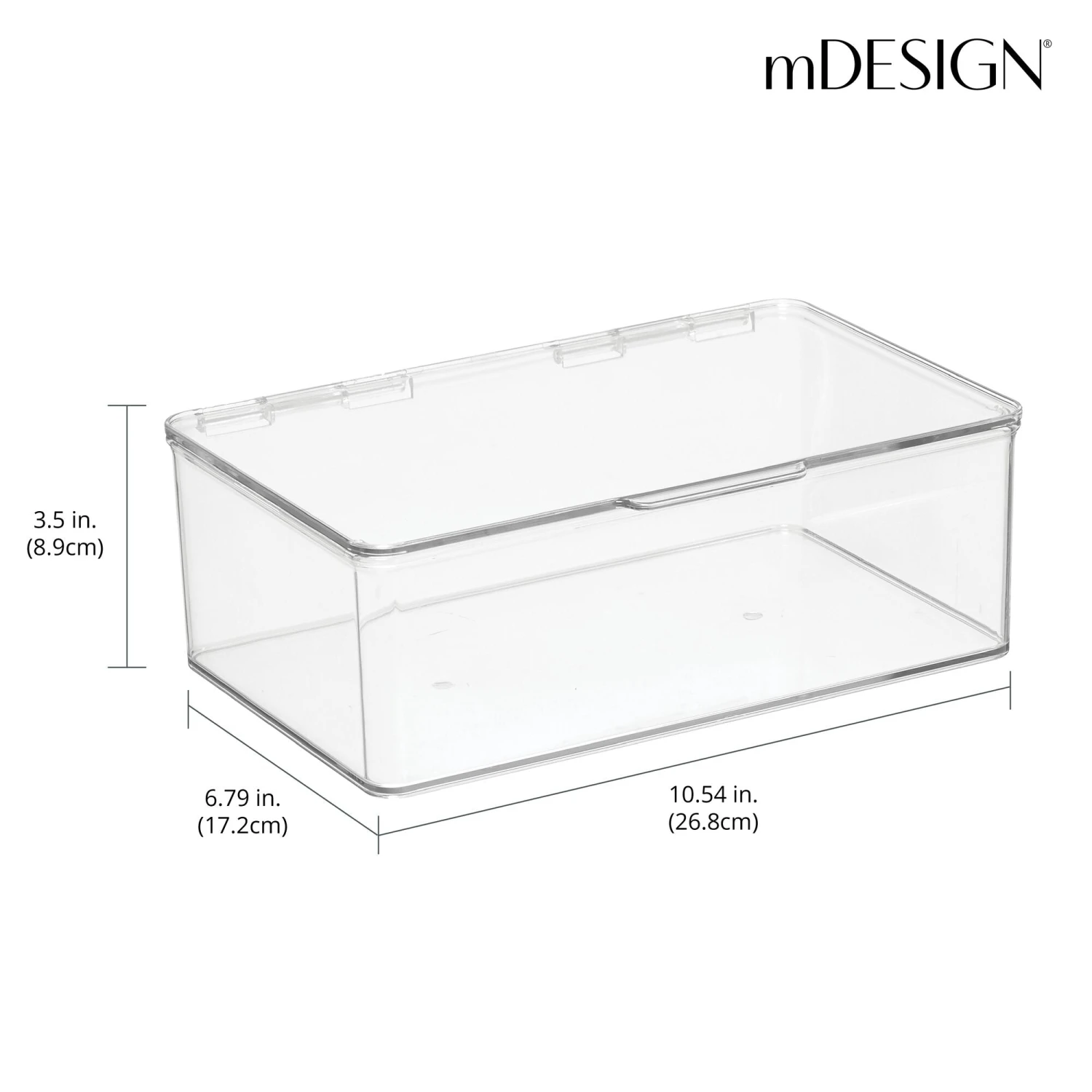 Hinged-Lid Craft Storage Box 7 x 10.5 x 3.5 Hinged-Lid Craft Storage Box 7 X 10.5 X 3.5 -mDesign 2000 Square JPG 08175MDHS Dimensions