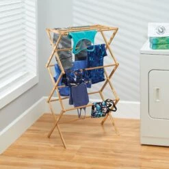 Bamboo Collapsible Clothes Drying Rack 6 Bamboo Collapsible Clothes Drying Rack -mDesign 2000 Square JPG 08558MDL.PT05