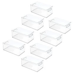 Stackable Bathroom Bin With Handles 15 X 8 X 6 6 Stackable Bathroom Bin With Handles 15 X 8 X 6 -mDesign 2000 Square JPG 08693MDBST 2EPT02