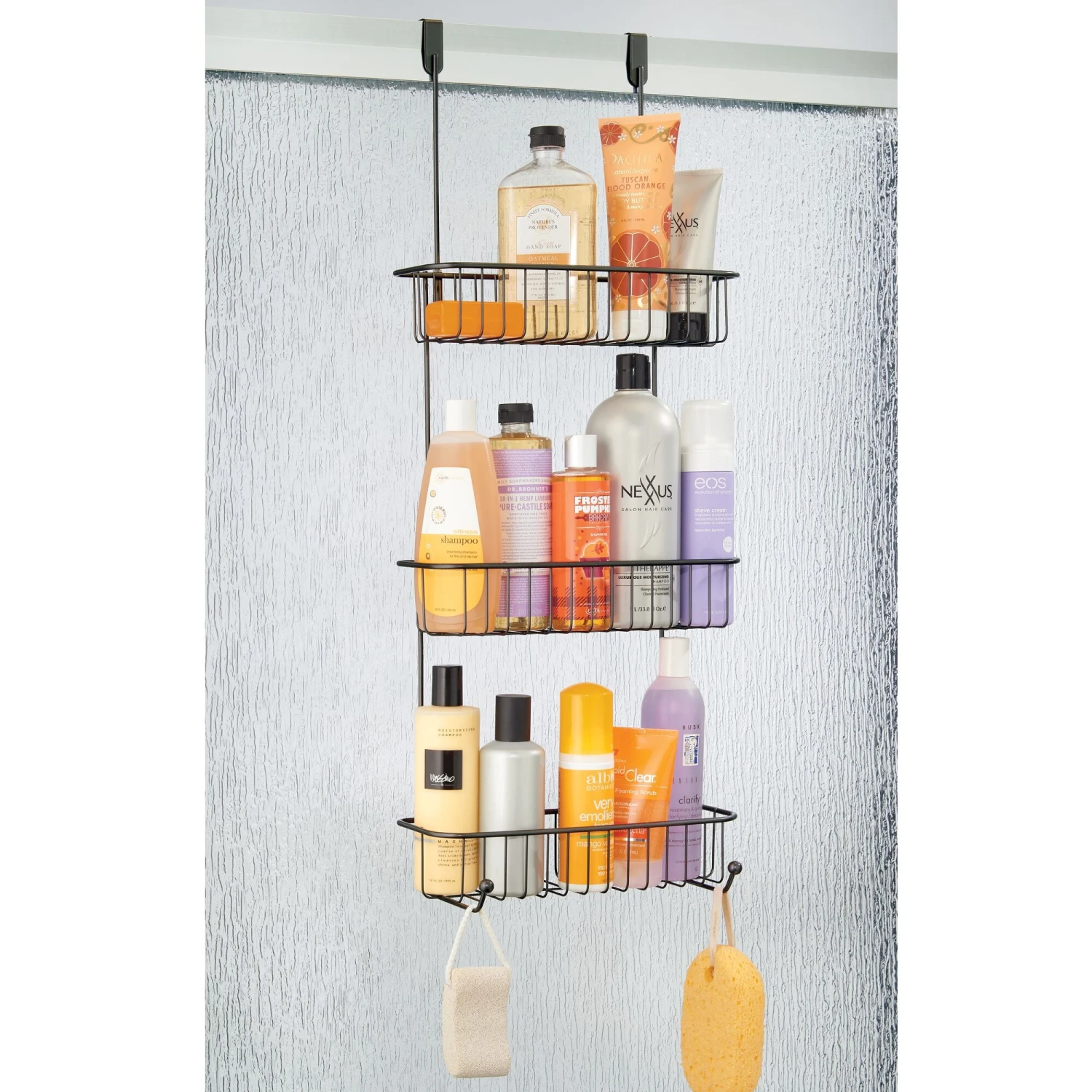 3-Tier Over-the-Door Shower Caddy with 2 Hooks 3-Tier Over-the-Door Shower Caddy With 2 Hooks -mDesign 2000 Square JPG 09155MDBST.PT01