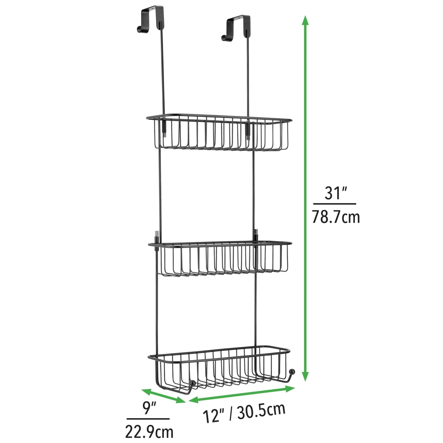 3-Tier Over-the-Door Shower Caddy with 2 Hooks 3-Tier Over-the-Door Shower Caddy With 2 Hooks -mDesign 2000 Square JPG 09155MDBST.PT05