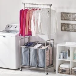 Rolling Laundry Cart With Hanging Bar 7 Rolling Laundry Cart With Hanging Bar -mDesign 2000 Square JPG 10222MDL glam
