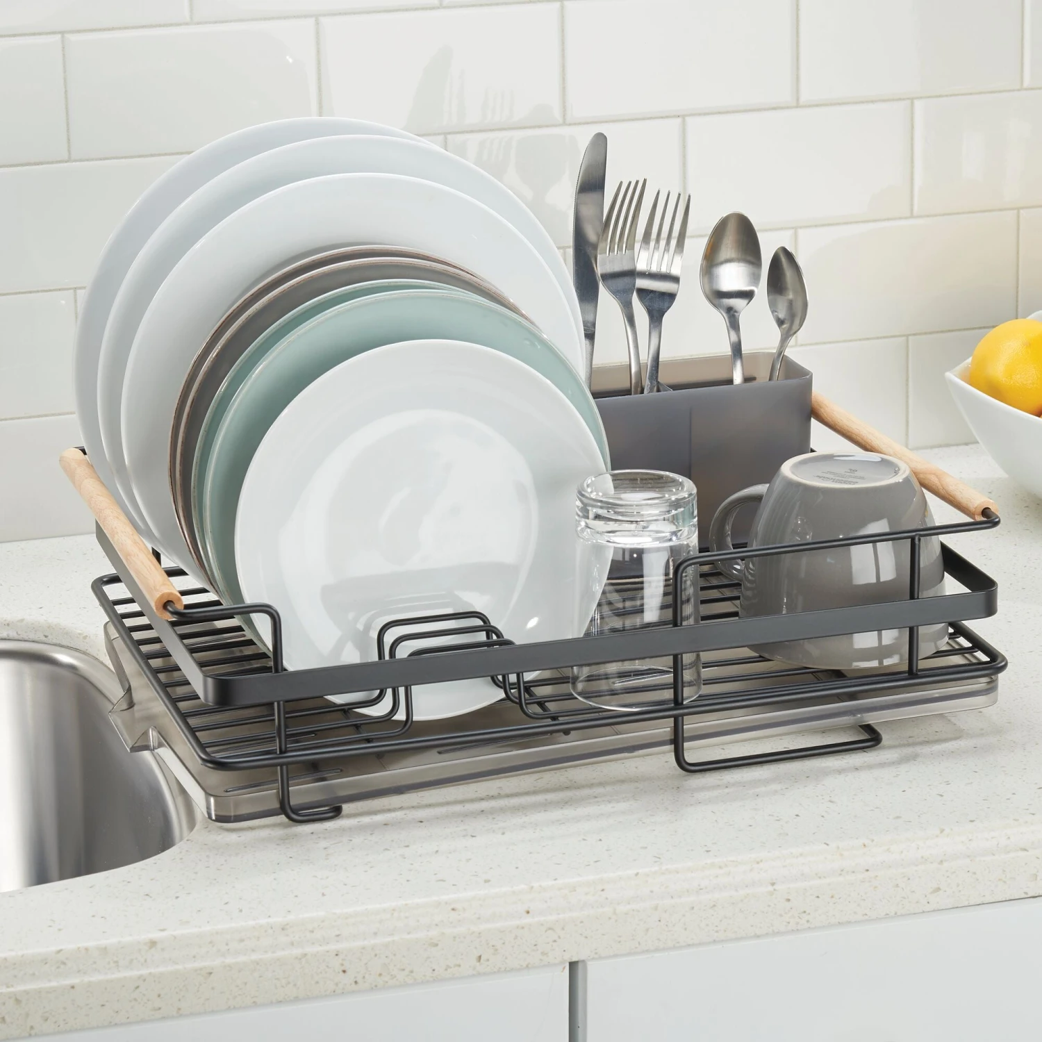 Dish Rack with Wood Handles Dish Rack With Wood Handles -mDesign 2000 Square JPG 10620MDK.PT01