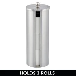 2-Piece Stainless Steel Toilet Paper Canister + Bowl Brush 3 2-Piece Stainless Steel Toilet Paper Canister + Bowl Brush -mDesign 2000 Square JPG 10662MDBA.PT02