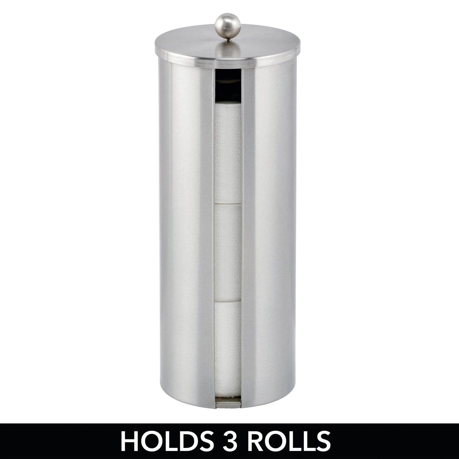 2-Piece Stainless Steel Toilet Paper Canister + Bowl Brush 2-Piece Stainless Steel Toilet Paper Canister + Bowl Brush -mDesign 2000 Square JPG 10662MDBA.PT02