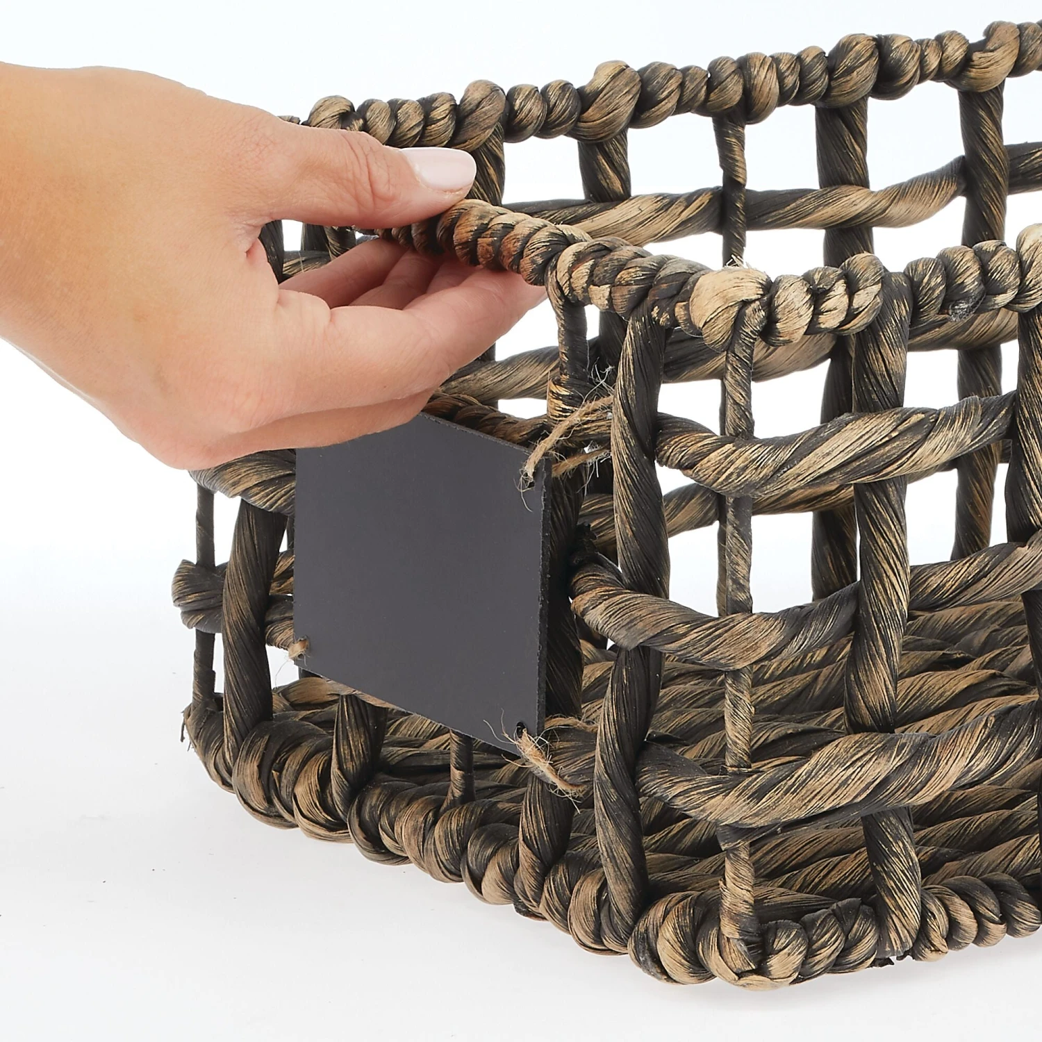 Open Weave Hyacinth Basket with Chalkboard Label 12 x 9 x 6 Open Weave Hyacinth Basket With Chalkboard Label 12 X 9 X 6 -mDesign 2000 Square JPG 10689MDHS.PT04