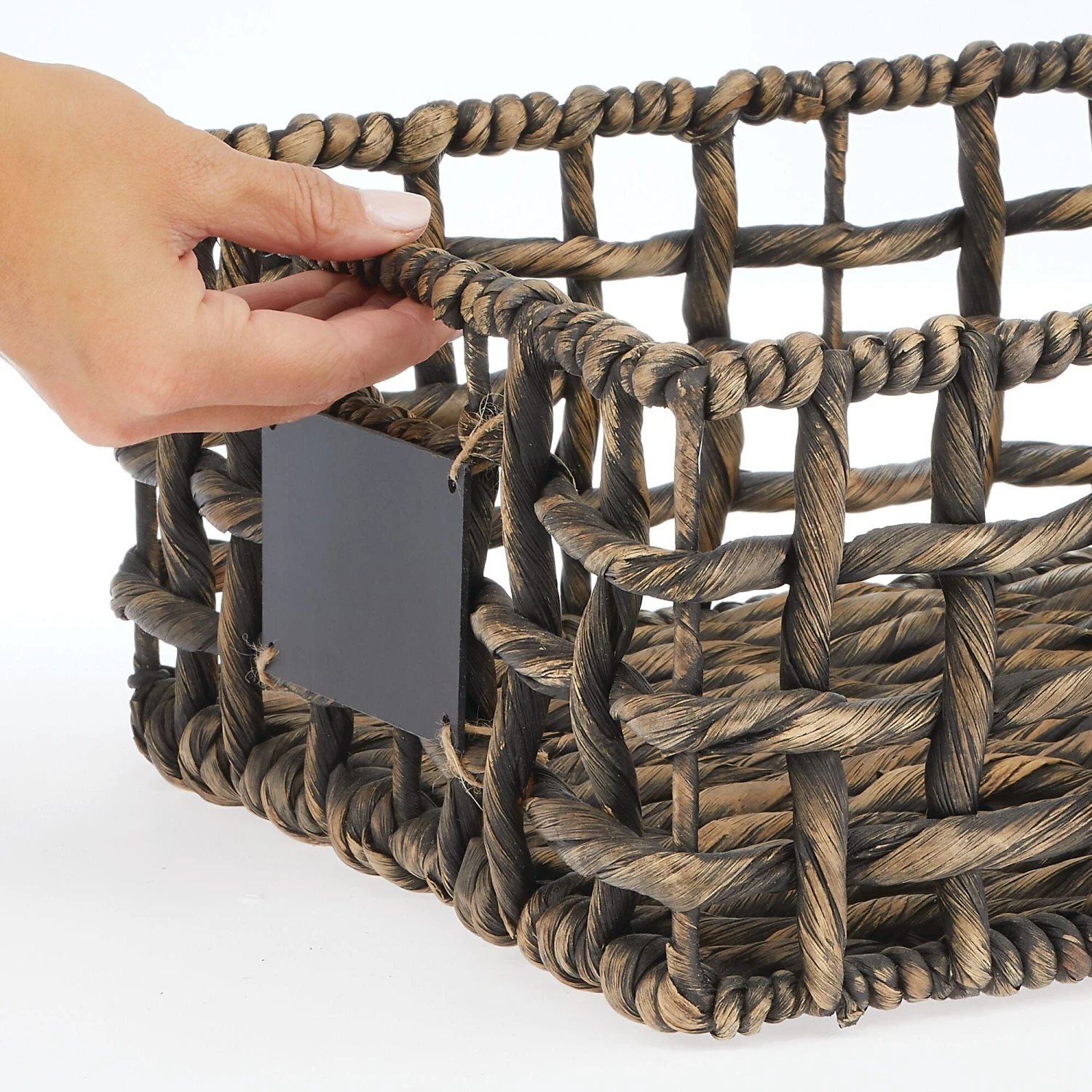 Open Weave Hyacinth Basket with Chalkboard Label 16 x 12 x 6 Open Weave Hyacinth Basket With Chalkboard Label 16 X 12 X 6 -mDesign 2000 Square JPG 10693MDHS.PT04