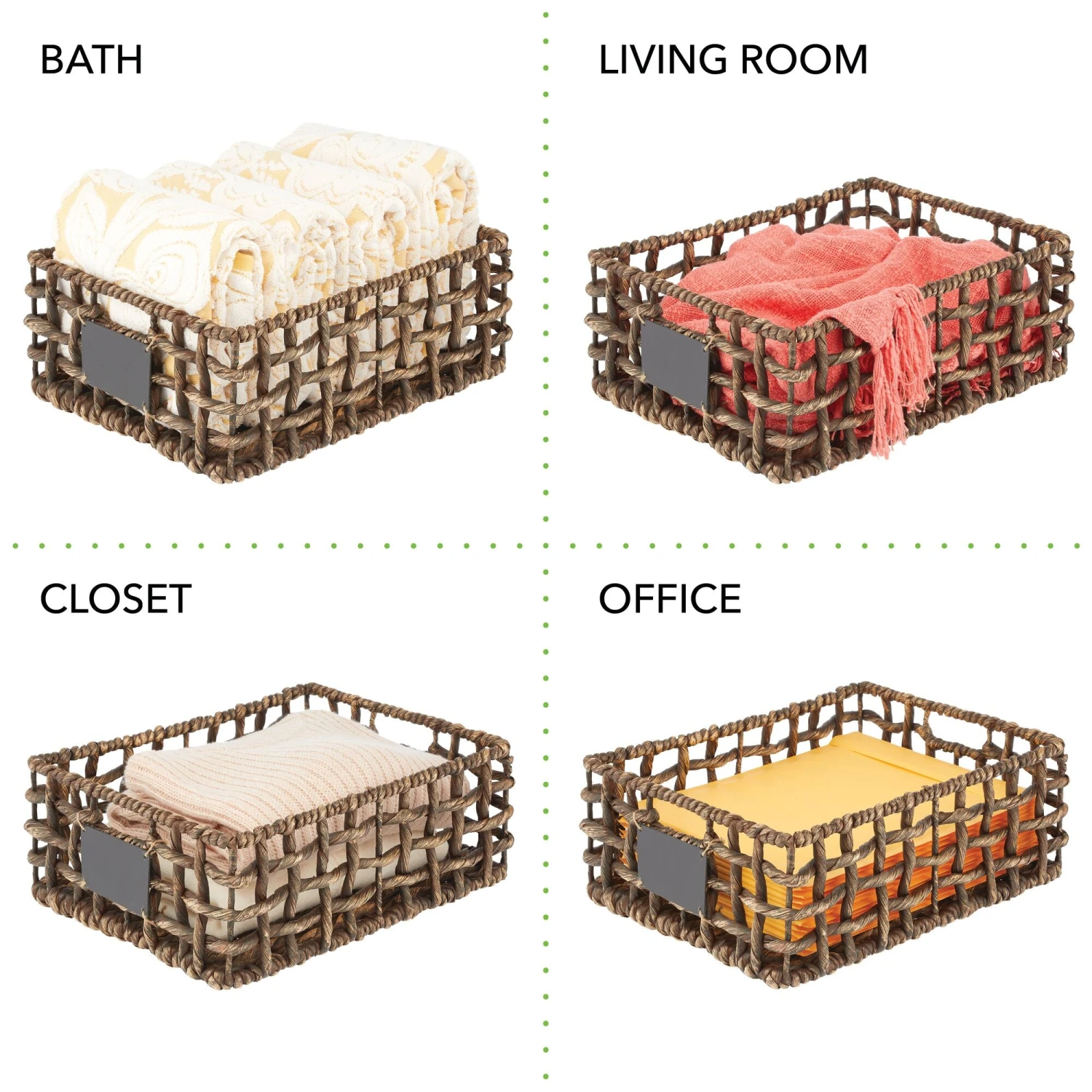 Open Weave Hyacinth Basket with Chalkboard Label 16 x 12 x 6 Open Weave Hyacinth Basket With Chalkboard Label 16 X 12 X 6 -mDesign 2000 Square JPG 10695MDHS 2EPT03