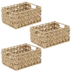 Seagrass Rose Weave Basket With Handles 12 X 9 X 6 3 Seagrass Rose Weave Basket With Handles 12 X 9 X 6 -mDesign 2000 Square JPG 10696MDHS Outline
