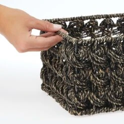 Seagrass Rose Weave Basket With Handles 12 X 9 X 6 5 Seagrass Rose Weave Basket With Handles 12 X 9 X 6 -mDesign 2000 Square JPG 10697MDHS.10701MDHS.PT03